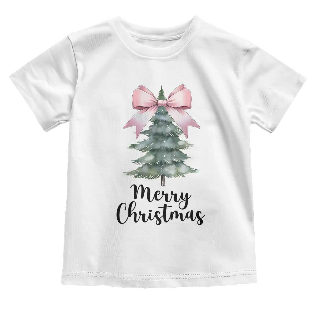 Funny Coquette Merry Christmas Toddler T Shirt Pink Bow Xmas Tree