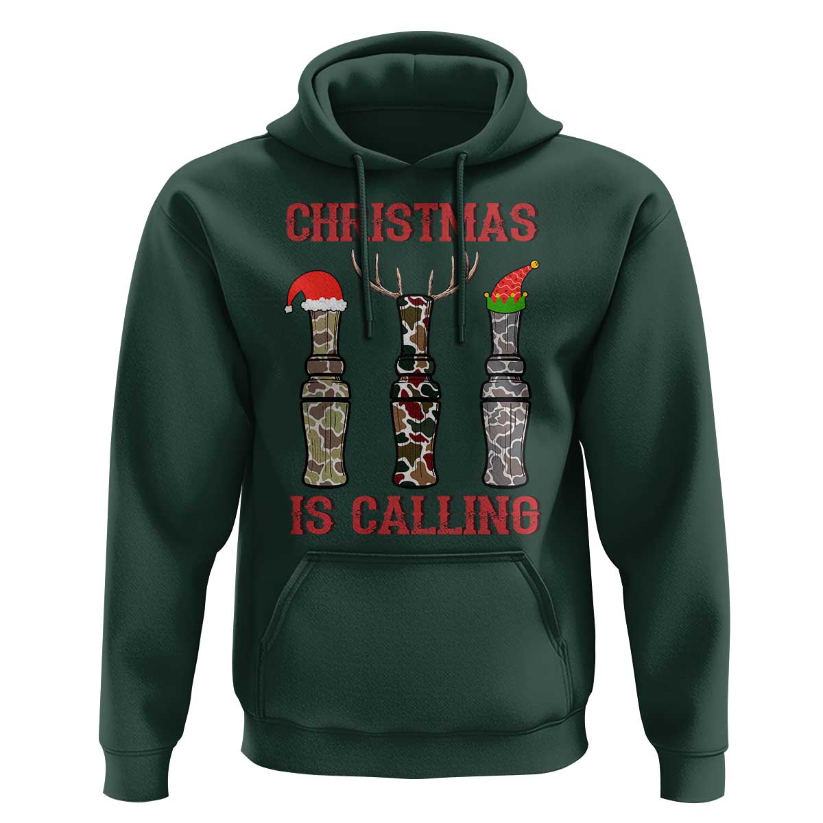 Funny Christmas Hunting Hoodie Christmas Is Calling Camouflage Hunting Whistle