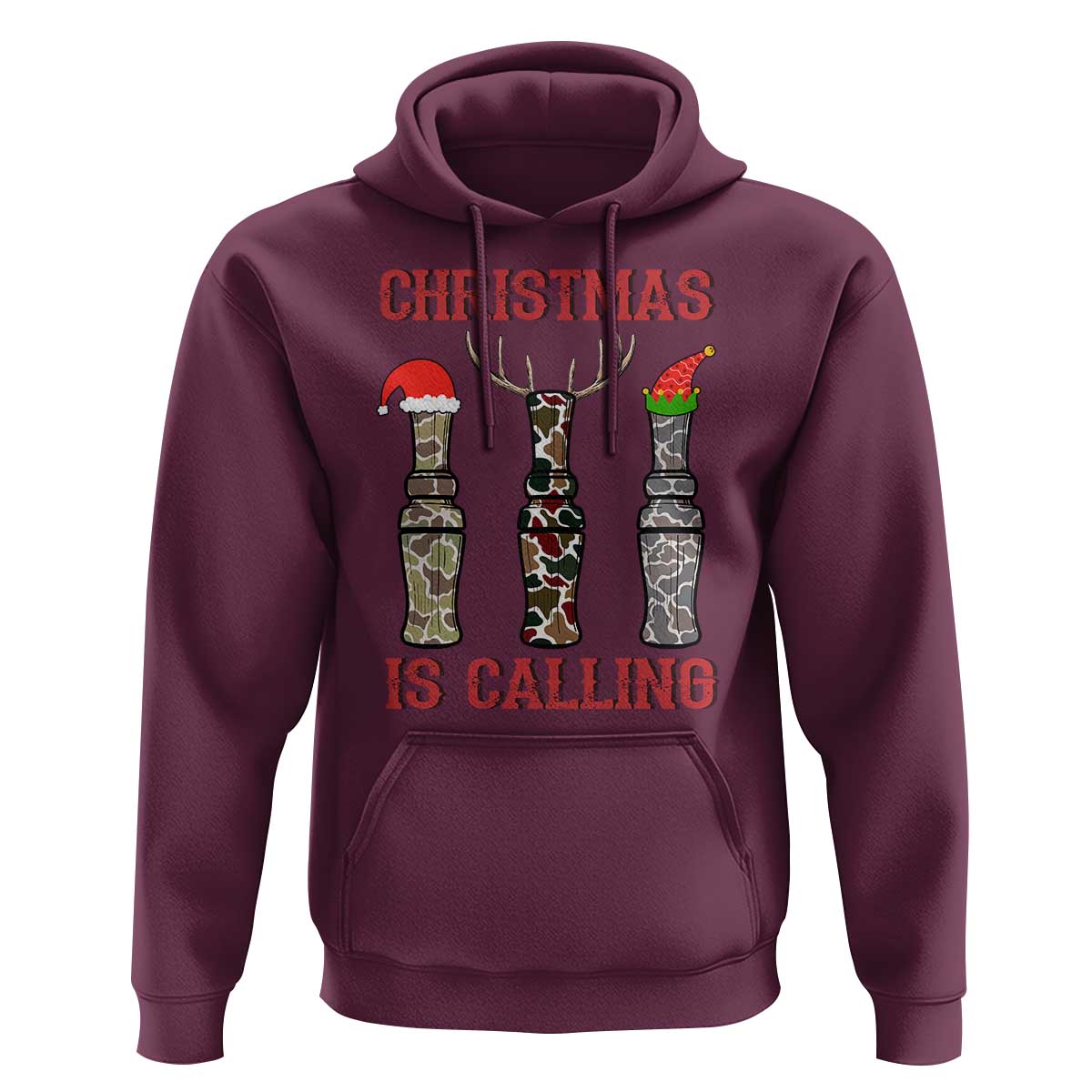 Funny Christmas Hunting Hoodie Christmas Is Calling Camouflage Hunting Whistle