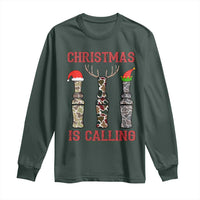 Funny Christmas Hunting Long Sleeve Shirt Christmas Is Calling Camouflage Hunting Whistle