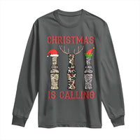 Funny Christmas Hunting Long Sleeve Shirt Christmas Is Calling Camouflage Hunting Whistle
