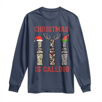 Funny Christmas Hunting Long Sleeve Shirt Christmas Is Calling Camouflage Hunting Whistle