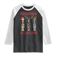 Funny Christmas Hunting Raglan Shirt Christmas Is Calling Camouflage Hunting Whistle - Wonder Print Shop