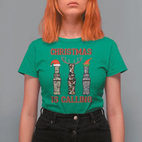 Funny Christmas Hunting T Shirt For Women Christmas Is Calling Camouflage Hunting Whistle - Wonder Print Shop