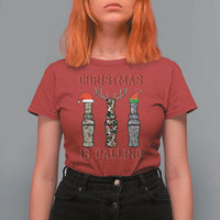Funny Christmas Hunting T Shirt For Women Christmas Is Calling Camouflage Hunting Whistle - Wonder Print Shop
