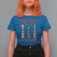 Funny Christmas Hunting T Shirt For Women Christmas Is Calling Camouflage Hunting Whistle - Wonder Print Shop