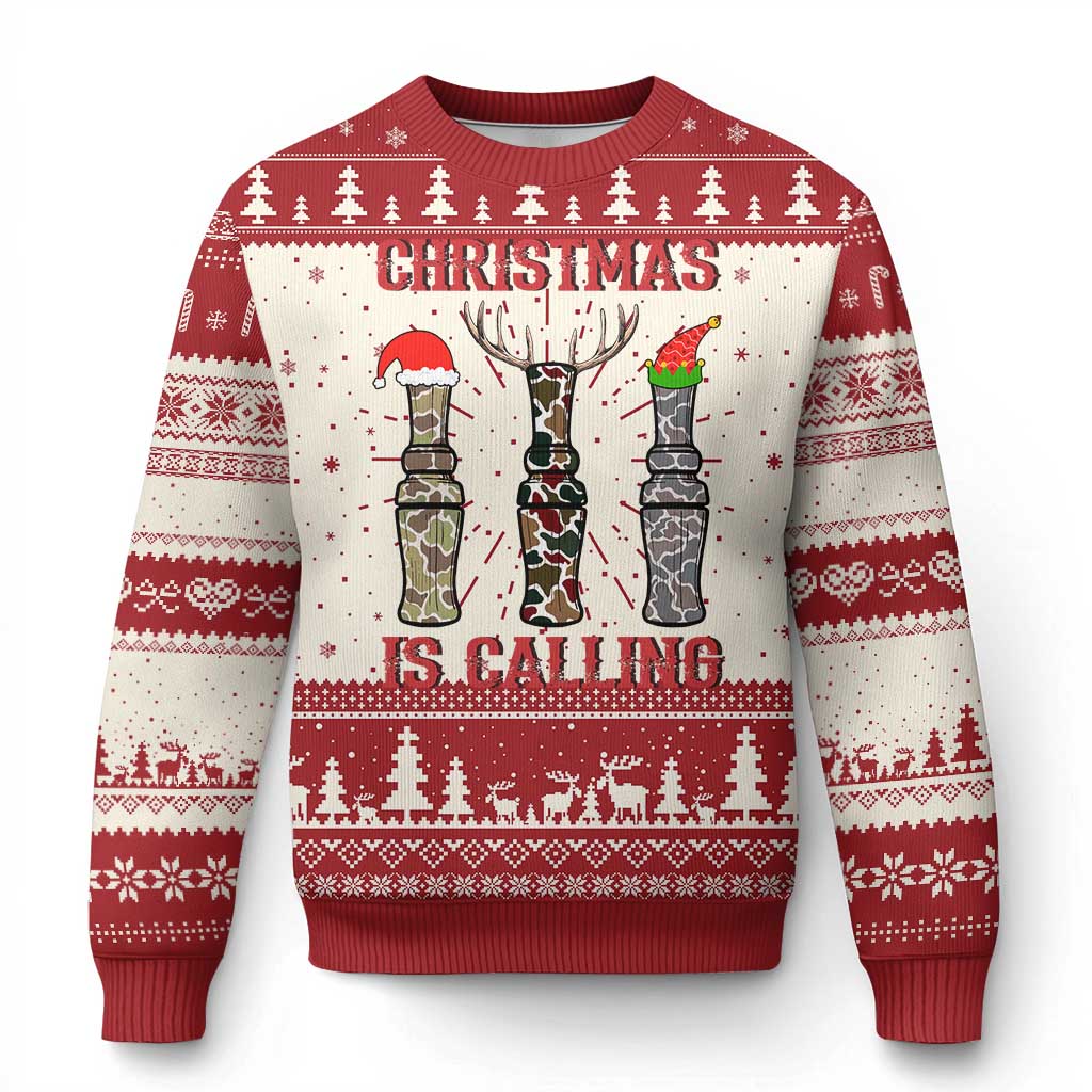 Funny Christmas Is Calling Ugly Christmas Sweater Camouflage Xmas Hunting Whistle - Wonder Print Shop