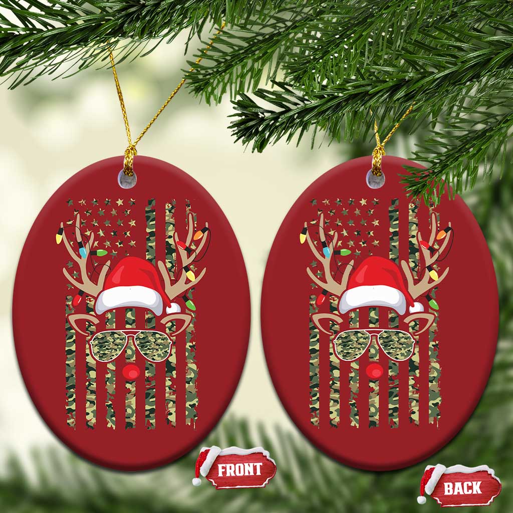 Funny Xmas Reindeer Hunting Camo Flag Christmas Ornament - Wonder Print Shop