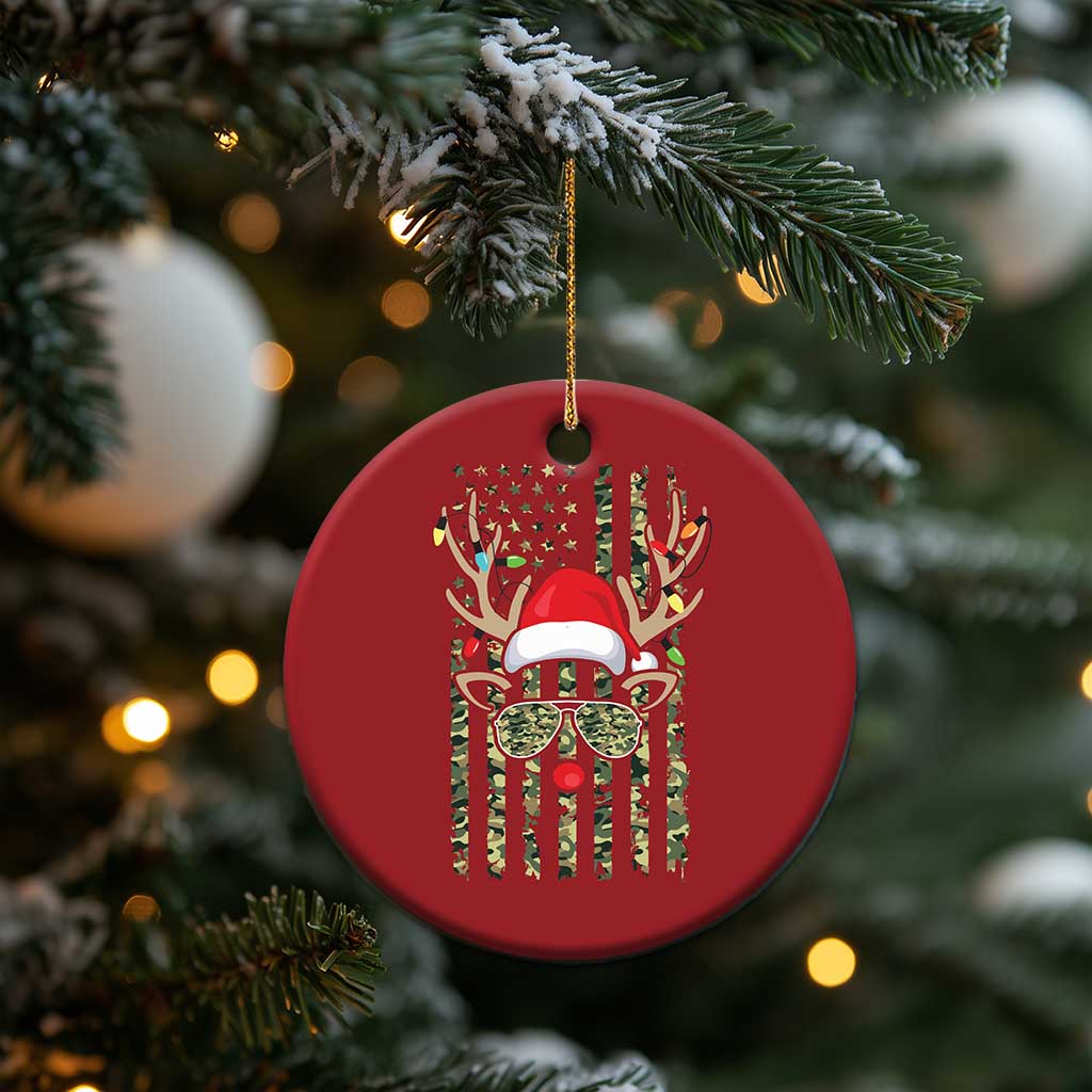 Funny Xmas Reindeer Hunting Camo Flag Christmas Ornament - Wonder Print Shop