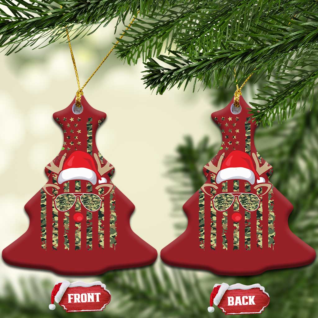 Funny Xmas Reindeer Hunting Camo Flag Christmas Ornament - Wonder Print Shop