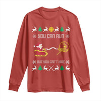Funny Christmas Deer Hunting Long Sleeve Shirt You Can Run But You Can't Hide Santa