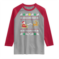 Funny Christmas Deer Hunting Raglan Shirt You Can Run But You Can't Hide Santa - Wonder Print Shop