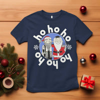 Funny Christmas Hanukkah T Shirt Triple Ho Yo Santa Hebrew Snowflake Menorah - Wonder Print Shop