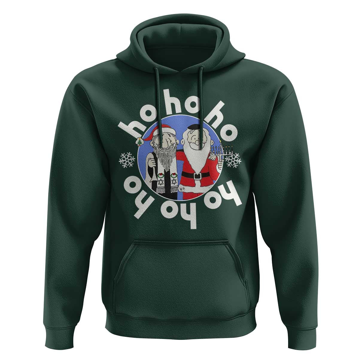 Funny Christmas Hanukkah Hoodie Triple Ho Yo Santa Hebrew Snowflake Menorah