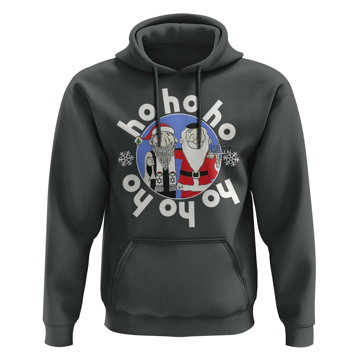 Funny Christmas Hanukkah Hoodie Triple Ho Yo Santa Hebrew Snowflake Menorah