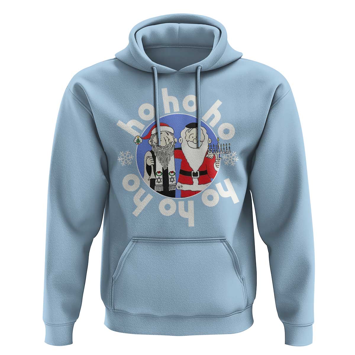 Funny Christmas Hanukkah Hoodie Triple Ho Yo Santa Hebrew Snowflake Menorah