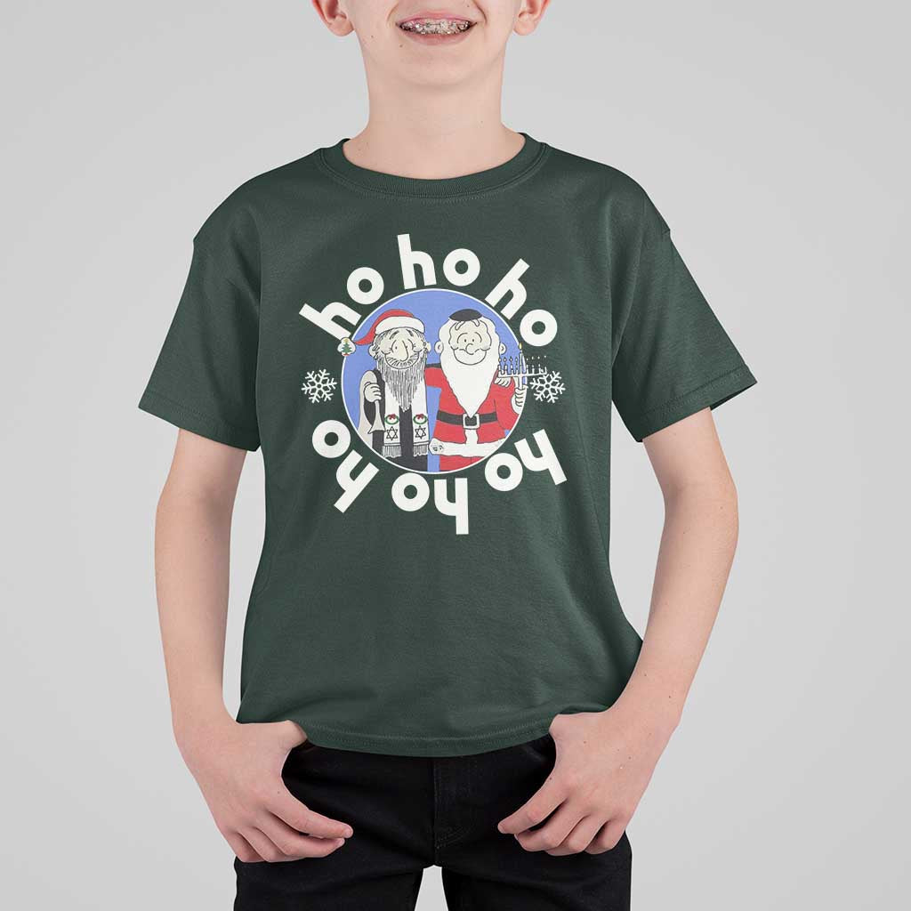 Funny Christmas Hanukkah T Shirt For Kid Triple Ho Yo Santa Hebrew Snowflake Menorah - Wonder Print Shop