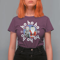 Funny Christmas Hanukkah T Shirt For Women Triple Ho Yo Santa Hebrew Snowflake Menorah - Wonder Print Shop