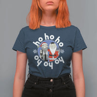 Funny Christmas Hanukkah T Shirt For Women Triple Ho Yo Santa Hebrew Snowflake Menorah - Wonder Print Shop