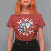 Funny Christmas Hanukkah T Shirt For Women Triple Ho Yo Santa Hebrew Snowflake Menorah - Wonder Print Shop