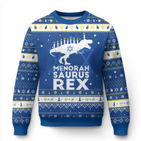 Funny Menorah Saurus Rex Dinosaur David Star Hanukkah Ugly Sweater - Wonder Print Shop