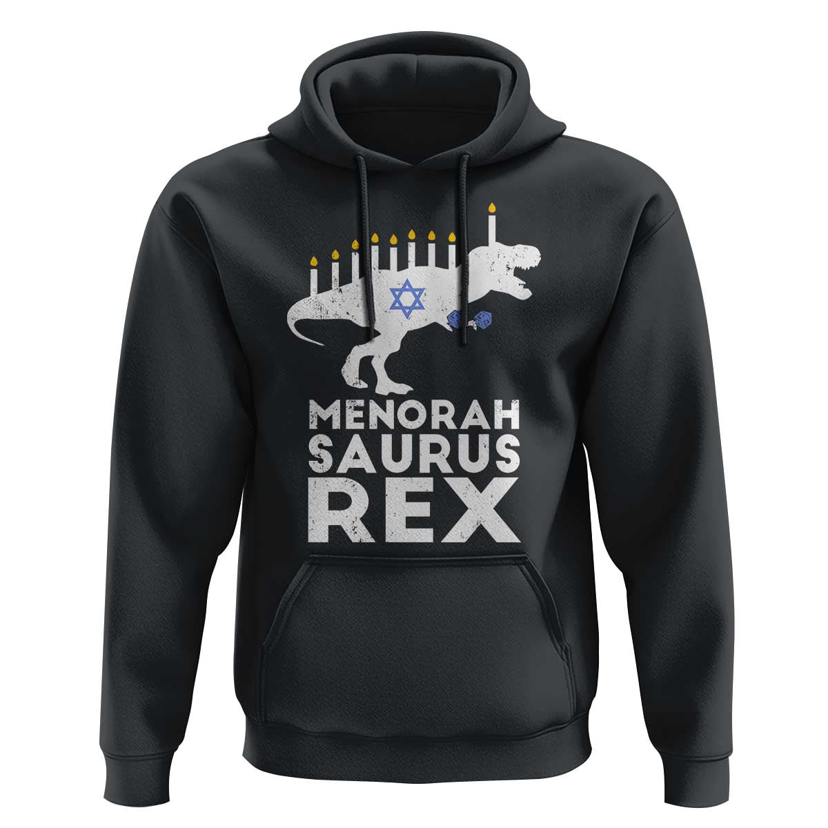 Funny Hanukkah Hoodie Menorah Saurus Rex Dinosaur David Star