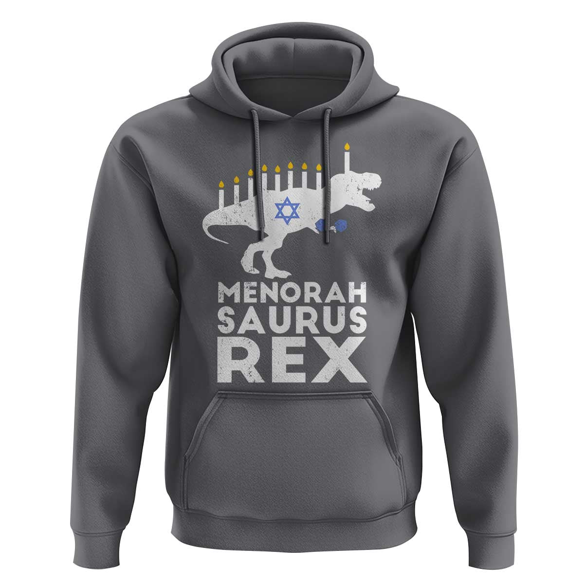 Funny Hanukkah Hoodie Menorah Saurus Rex Dinosaur David Star