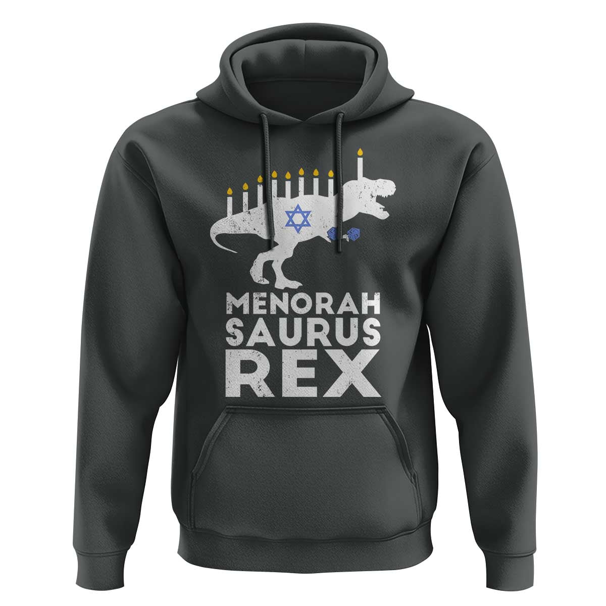 Funny Hanukkah Hoodie Menorah Saurus Rex Dinosaur David Star