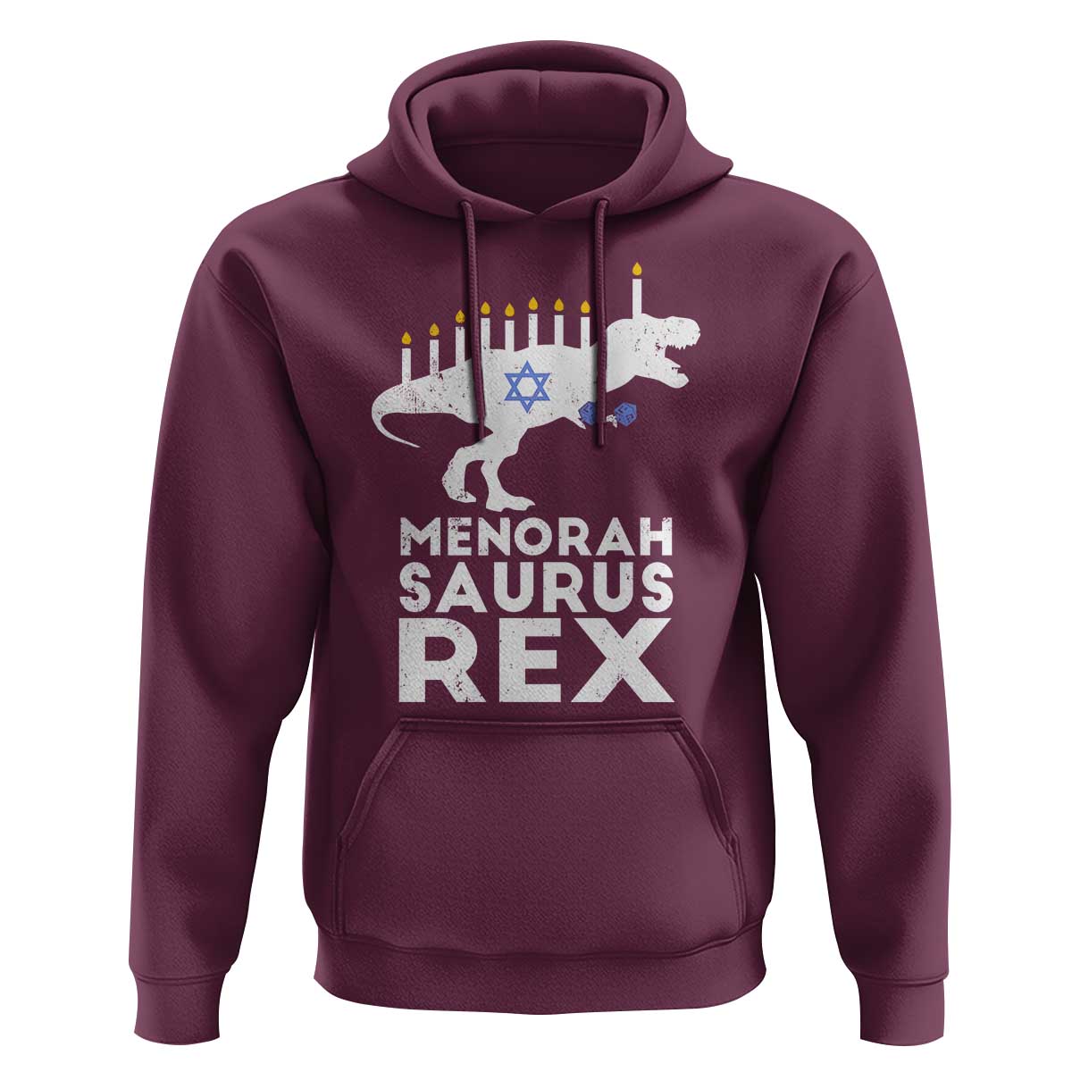 Funny Hanukkah Hoodie Menorah Saurus Rex Dinosaur David Star