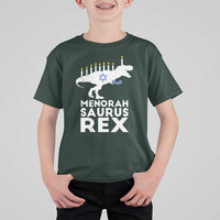 Funny Hanukkah T Shirt For Kid Menorah Saurus Rex Dinosaur David Star - Wonder Print Shop