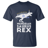 Funny Hanukkah T Shirt Menorah Saurus Rex Dinosaur David Star - Wonder Print Shop