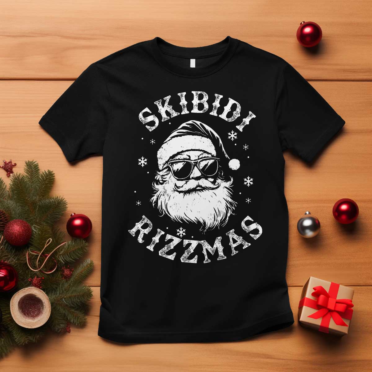 Funny Skibidi Rizzmas Christmas T Shirt Vintage Sigmas Charisma Rizz Cool Santa - Wonder Print Shop