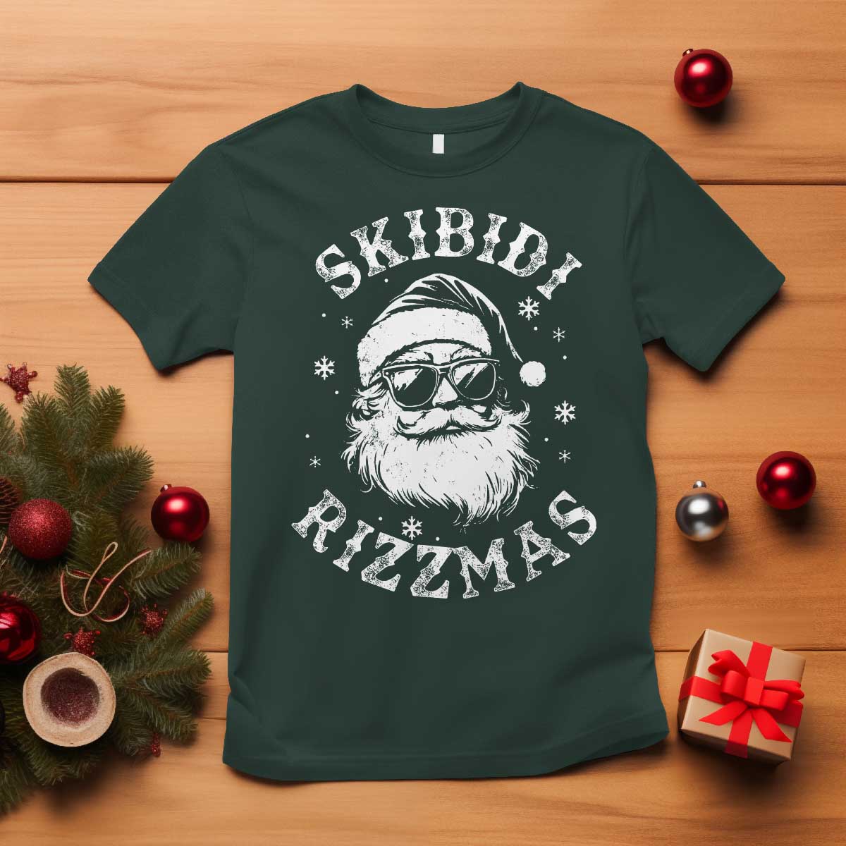 Funny Skibidi Rizzmas Christmas T Shirt Vintage Sigmas Charisma Rizz Cool Santa - Wonder Print Shop