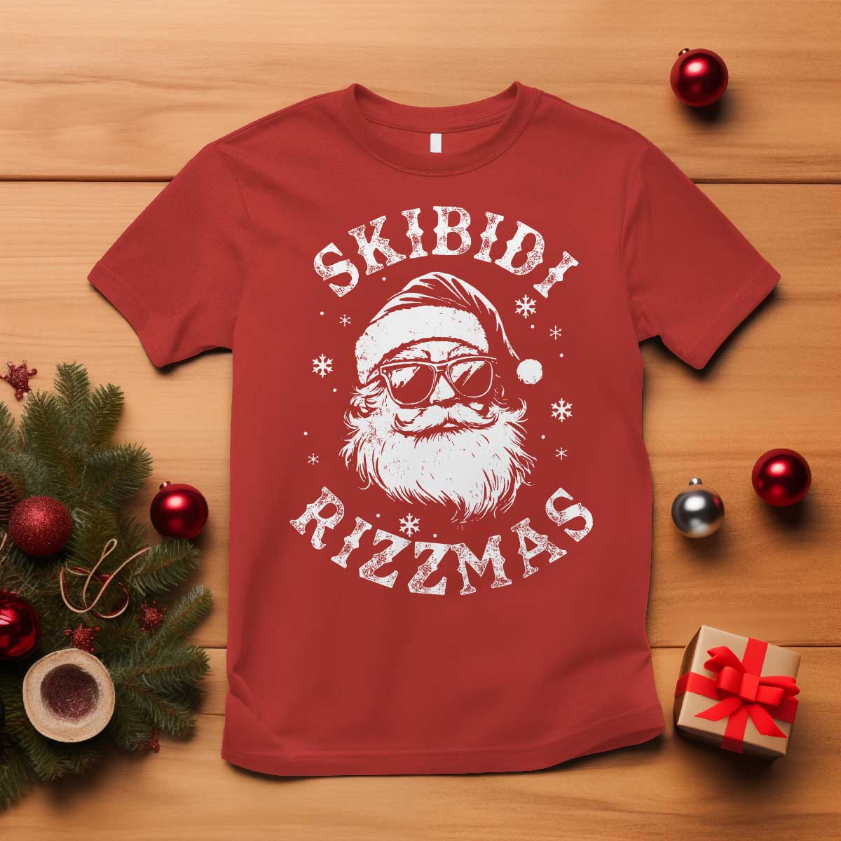 Funny Skibidi Rizzmas Christmas T Shirt Vintage Sigmas Charisma Rizz Cool Santa - Wonder Print Shop