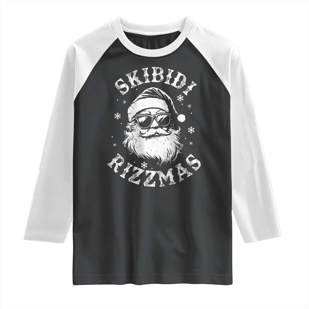Funny Skibidi Rizzmas Christmas Raglan Shirt Vintage Sigmas Charisma Rizz Cool Santa - Wonder Print Shop