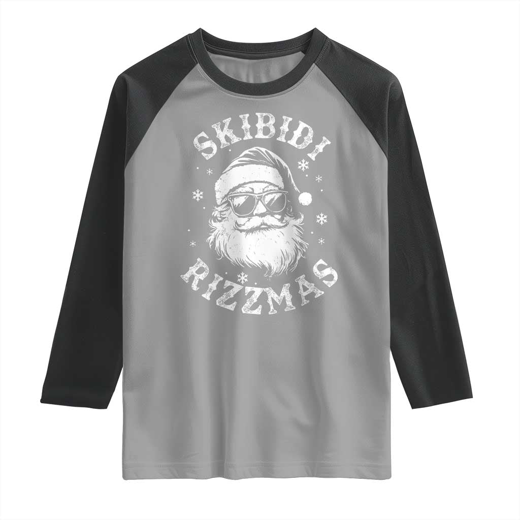 Funny Skibidi Rizzmas Christmas Raglan Shirt Vintage Sigmas Charisma Rizz Cool Santa - Wonder Print Shop