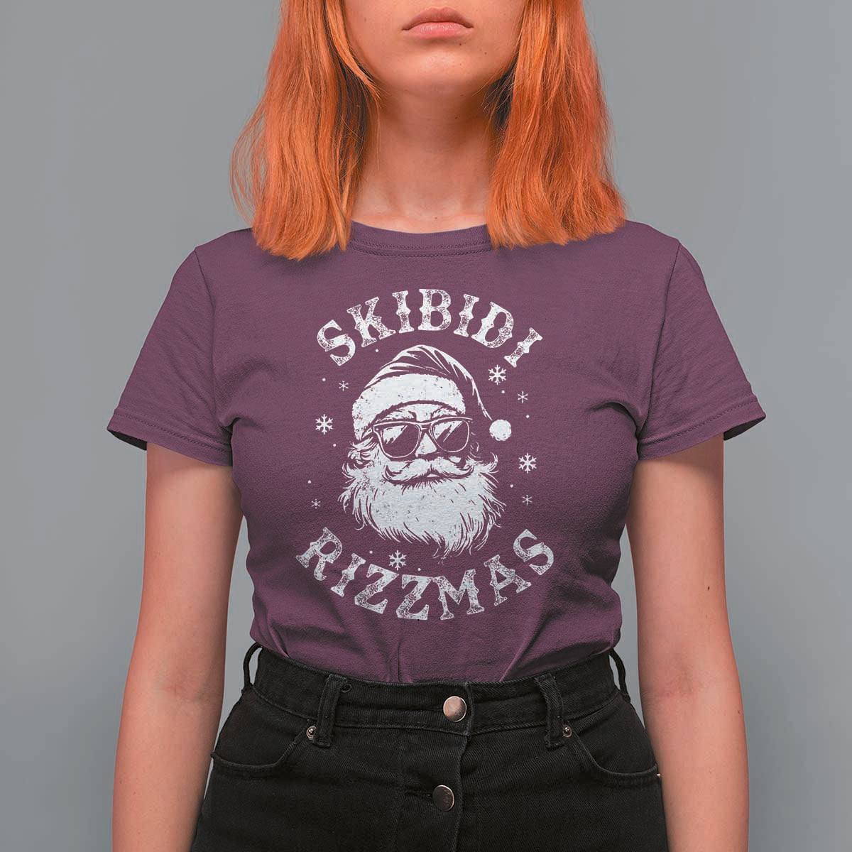 Funny Skibidi Rizzmas Christmas T Shirt For Women Vintage Sigmas Charisma Rizz Cool Santa - Wonder Print Shop