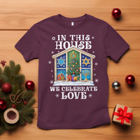 Funny Hanukkah Christmas T Shirt In This House We Celebrate Love Chrismukkah - Wonder Print Shop