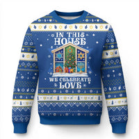Funny Chanukah Christmas Hanukkah Ugly Sweater In This House We Celebrate Love Chrismukkah - Wonder Print Shop