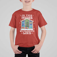 Funny Hanukkah Christmas T Shirt For Kid In This House We Celebrate Love Chrismukkah - Wonder Print Shop