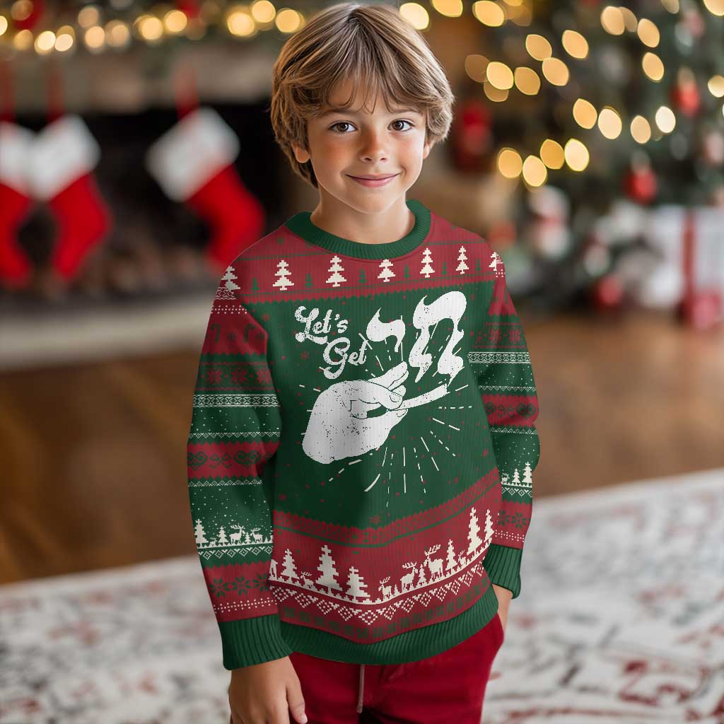 Funny Hebrew Ugly Christmas Sweater Let's Get Chai Jewish Vintage Cigarette - Wonder Print Shop