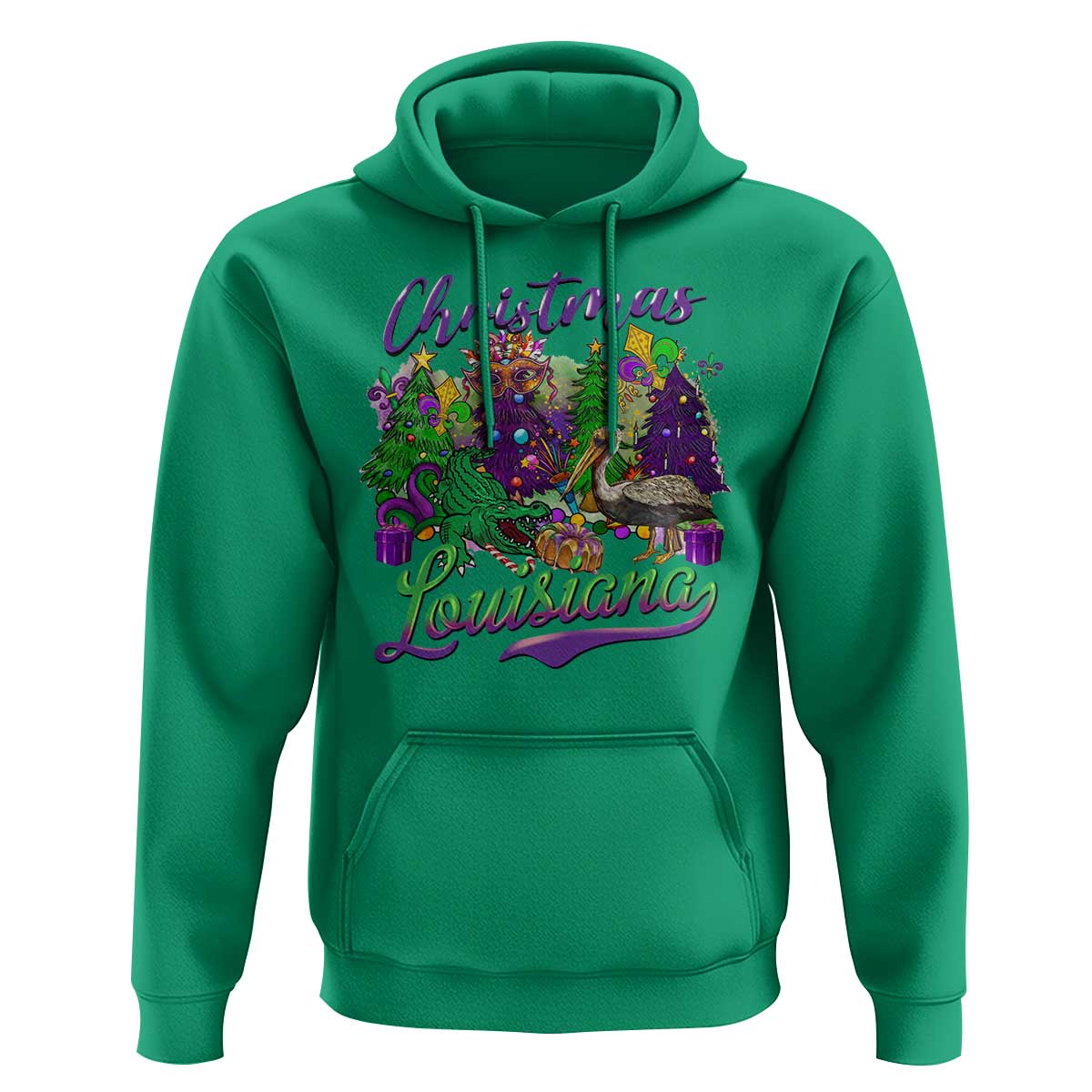 Christmas Cajun Louisiana Saint Symbol Alligator Pelican Xmas Tree Hoodie