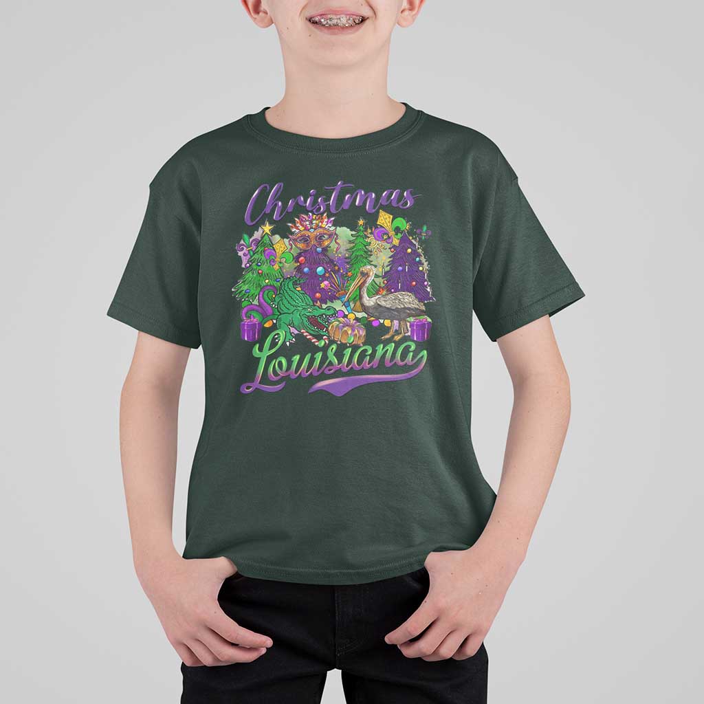 Christmas Cajun Louisiana Saint Symbol Alligator Pelican Xmas Tree T Shirt For Kid - Wonder Print Shop