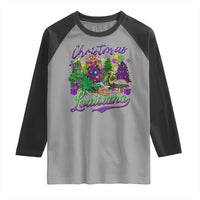Christmas Cajun Louisiana Saint Symbol Alligator Pelican Xmas Tree Raglan Shirt - Wonder Print Shop
