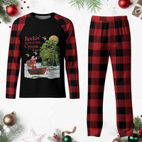 Funny Xmas Cajun Louisiana Plaid Pajama Set Rockin' Around The Cypress Trees Santa Alligator - Wonder Print Shop
