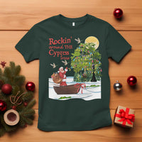 Funny Christmas Cajun Louisiana T Shirt Rockin' Around The Cypress Trees Santa Alligator - Wonder Print Shop
