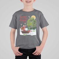 Funny Christmas Cajun Louisiana T Shirt For Kid Rockin' Around The Cypress Trees Santa Alligator - Wonder Print Shop