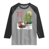 Funny Christmas Cajun Louisiana Raglan Shirt Rockin' Around The Cypress Trees Santa Alligator - Wonder Print Shop