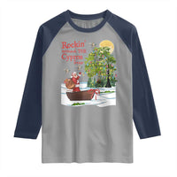 Funny Christmas Cajun Louisiana Raglan Shirt Rockin' Around The Cypress Trees Santa Alligator - Wonder Print Shop