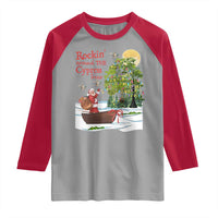 Funny Christmas Cajun Louisiana Raglan Shirt Rockin' Around The Cypress Trees Santa Alligator - Wonder Print Shop